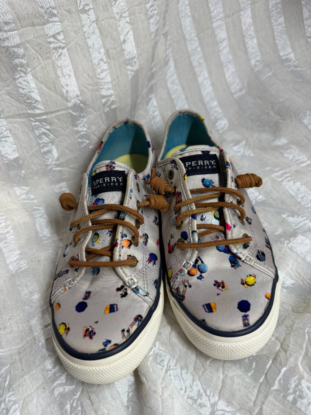 Sperry Top-Sider Beach Print Canvas Sneaker Shoes Women's Size 8M
